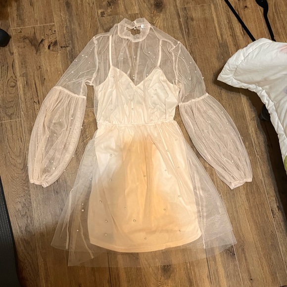 Sold - Pearl Studded Blush Pink Dress - Picture 1 of 3